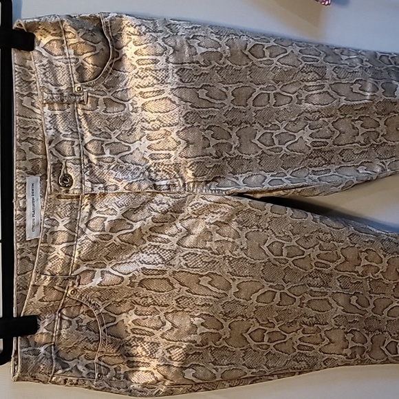 Chico's Denim - Chico's Platinum Metallic Snakeskin Regular Slim Leg Pants Size 2
